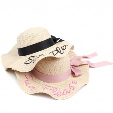 Fashion Mujer Wide Brim Summer Beach Sun Hat Straw Hat Letter Embroidery T7S0  eb-98850334